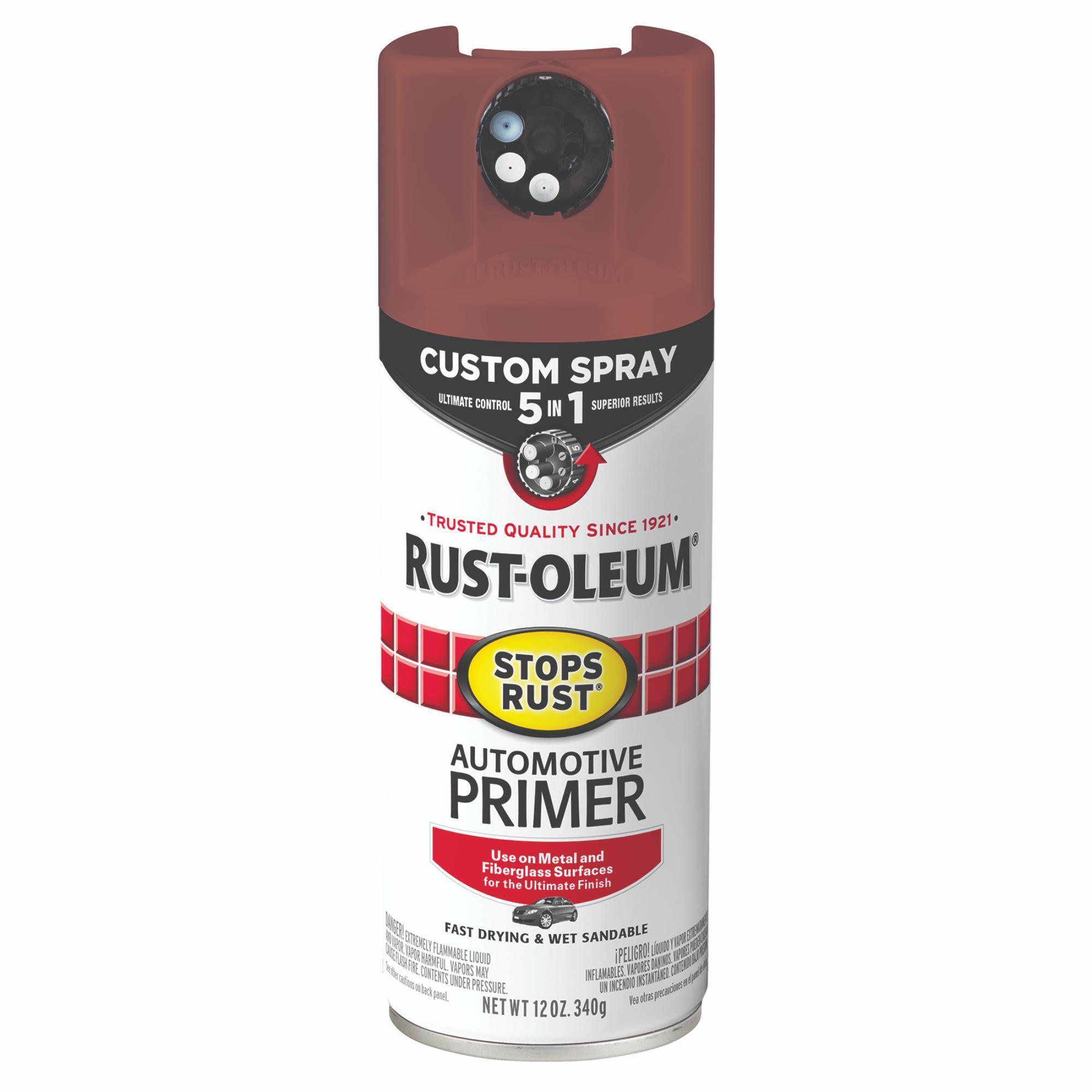 Rust-Oleum Stops Rust Custom 5-In-1 Automotive Primer Spray, Red, Flat, 12 Oz. Cans, 6PK, 384756DS